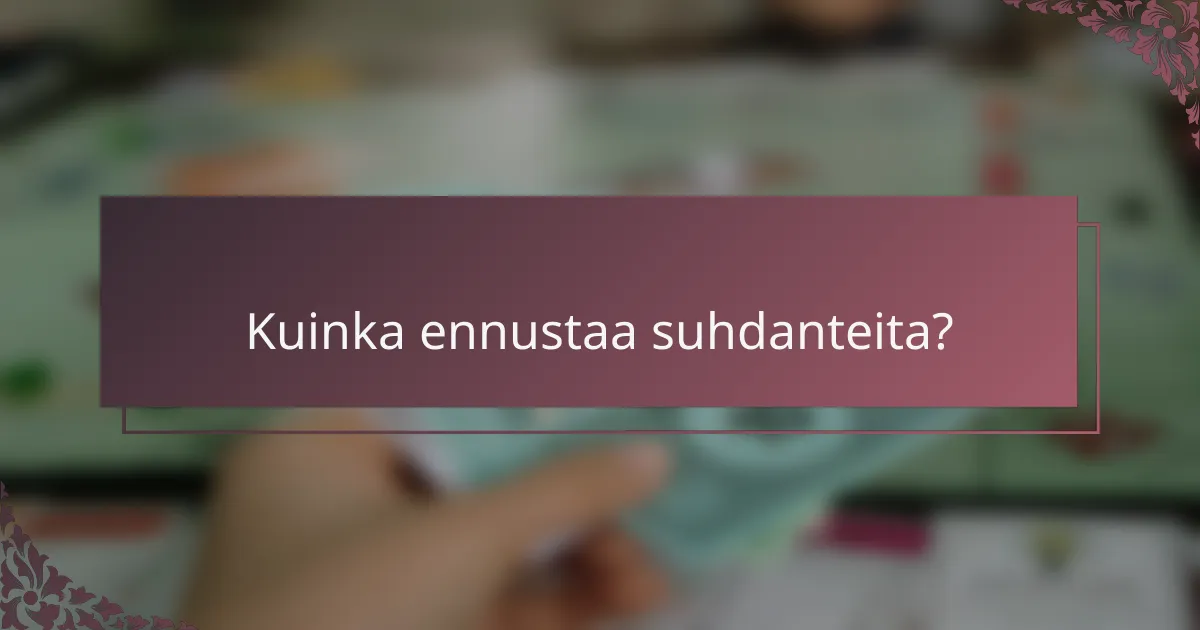 Kuinka ennustaa suhdanteita?