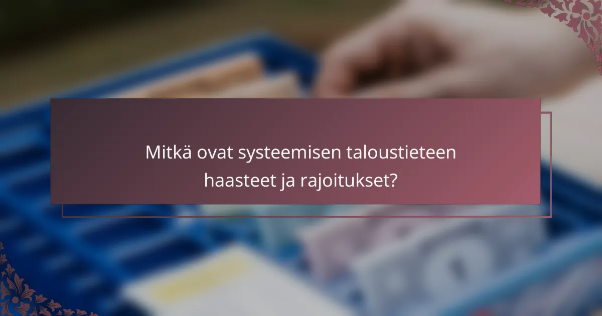 Mitkä ovat systeemisen taloustieteen haasteet ja rajoitukset?